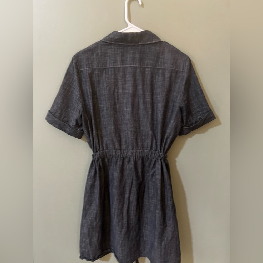 Tahari Arthur Levine Shirt Dress Size 12 Blue Chambray Button Up 100% Cotton - Picture 4 of 6